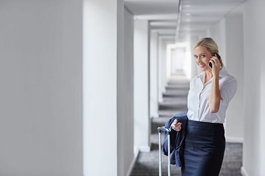 A young businesswoman about to take a business trip