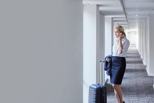 A young businesswoman about to take a business trip