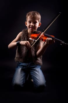 modern boy with his violin