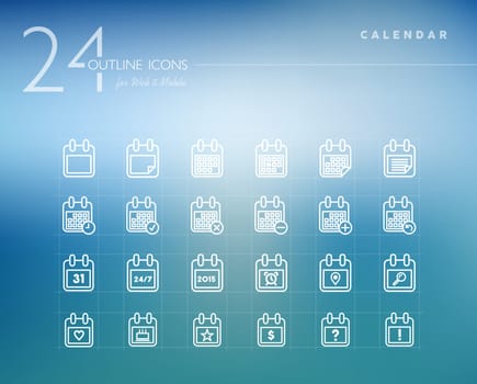 Calendar line icons set for web and mobile app. EPS10 vector file organized in layers for easy editing.