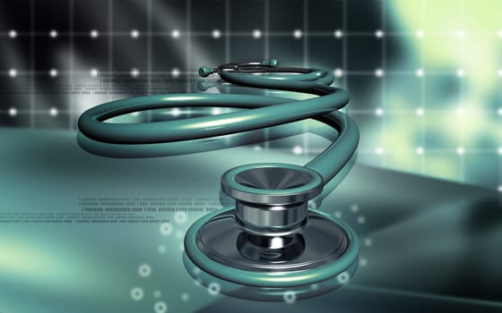 Digital illustration of stethoscope in colour background