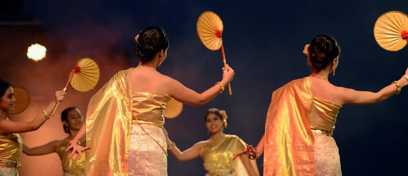 traditional Thai Dance in the Santichaiprakan Park at the Mae Nam Chao Phraya River in the city of Bangkok in Thailand in Southeastasia.