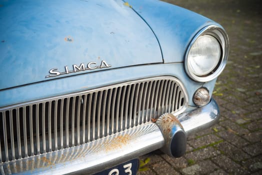 THORN, NETHERLANDS - NOVEMBER 6, 2016: Front view of a rare Simca Aronde Etoile from 1961. It is a model produced by the French car manufacturer Simca between 1951 and 1964