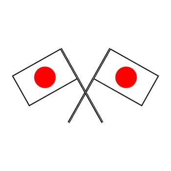 Flag of Japan with red rays. Stylization of japanese national banner. Vector illustration