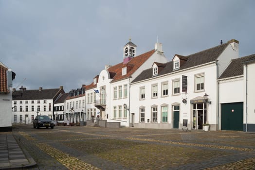 THORN, NETHERLANDS - NOVEMBER 6, 2016: Town square of the white painted village of Thorn, in the southern part of the country