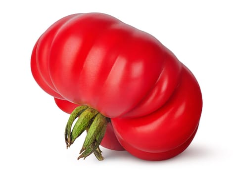 Fresh heirloom tomato inverted isolated on white background