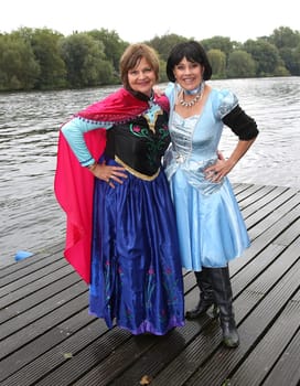 Franziska Menke and Tanja Schumann as Disney character ,. Dragon boat race in favor of Hamburg children's aid projects at the Hansa Rowing Club on the Alster Hamburg ,09.09.2017.
