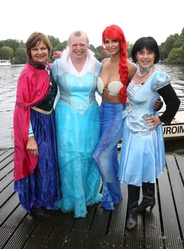 Franziska Menke,Ester Peters ( kinderleben e.v.) Micaela Schaefer ( Mermaid Arielle ) and Tanja Schumann ,. Dragon boat race in favor of Hamburg children's aid projects at the Hansa Rowing Club on the Alster Hamburg ,09.09.2017.