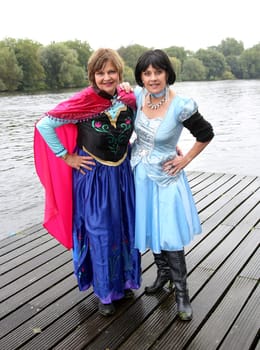 Franziska Menke and Tanja Schumann as Disney character ,. Dragon boat race in favor of Hamburg children's aid projects at the Hansa Rowing Club on the Alster Hamburg ,09.09.2017.