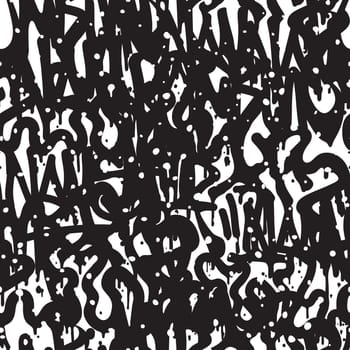 Vector tags seamless pattern. Fashion graffiti hand drawing texture, street art retro style vintage design for t-shirt skateboard textile wrapping paper in black white