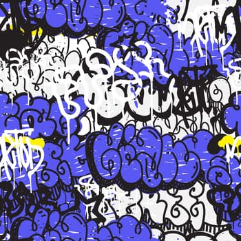 Vector tags seamless pattern. Fashion black and white graffiti hand drawing design texture in hip hop street art style for t-shirt skateboard textile