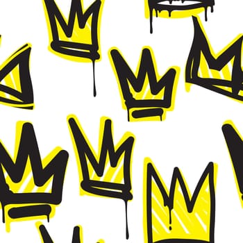 Vector tags seamless pattern. Fashion black and white graffiti hand drawing design texture in hip hop street art style for t-shirt skateboard textile
