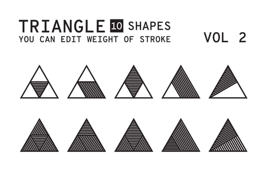 Geometric logo design. Minimal linear vector shapes set with easy editable weight of strokes