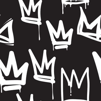 Vector tags seamless pattern. Fashion black and white graffiti hand drawing design texture in hip hop street art style for t-shirt skateboard textile