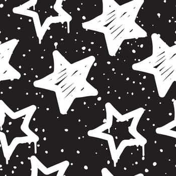 Vector tags seamless pattern. Fashion black and white graffiti hand drawing design texture in hip hop street art style for t-shirt skateboard textile