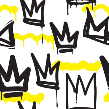 Vector tags seamless pattern. Fashion black and white graffiti hand drawing design texture in hip hop street art style for t-shirt skateboard textile