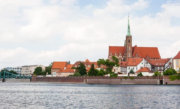 Panorama of the historical part of the Polish city of Wroclaw