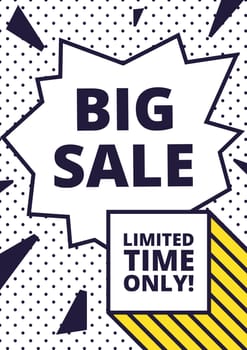 Flat design sale website banner template. Bright colorful vector illustrations for social media, posters, email, print, ads designs, promotional material. Yellow Pink Blue black and white