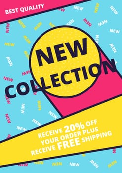 Flat design sale website banner template. Bright colorful vector illustrations for social media, posters, email, print, ads designs, promotional material. Yellow Pink Blue black and white