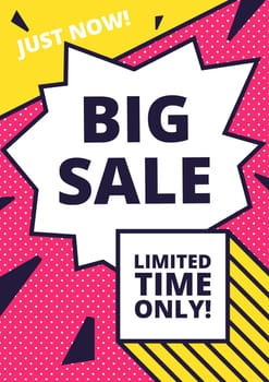 Flat design sale website banner template. Bright colorful vector illustrations for social media, posters, email, print, ads designs, promotional material. Yellow Pink Blue black and white