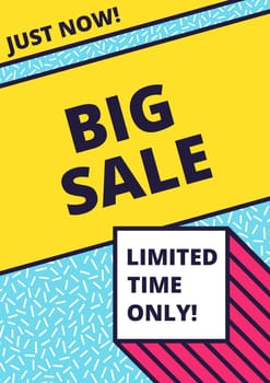 Flat design sale website banner template. Bright colorful vector illustrations for social media, posters, email, print, ads designs, promotional material. Yellow Pink Blue black and white
