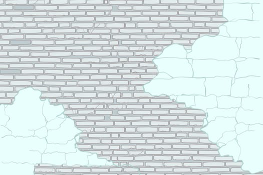 Old brick wall with peeling paint vector illustration. Pop art retro vector illustration