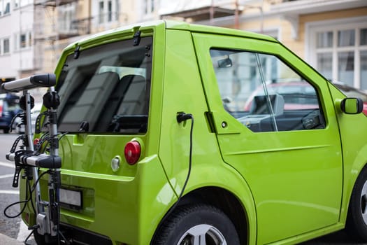 Electric car charging station in Oslo. Eco automobile that sparked a revolution