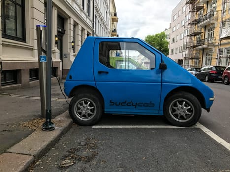 Oslo, Norway - 08 June 2017: Electric car charging station. Eco automobile that sparked a revolution