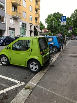 Oslo, Norway - 08 June 2017: Electric car charging station. Eco automobile that sparked a revolution