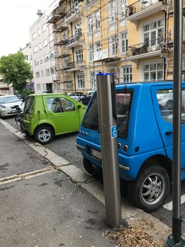 Oslo, Norway - 08 June 2017: Electric car charging station. Eco automobile that sparked a revolution