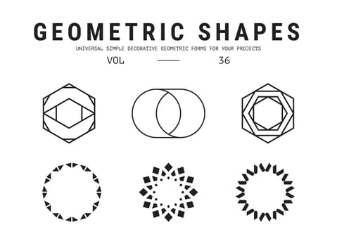 Geometric shapes set. Universal simple decorative forms for your projects. Minimal logo design