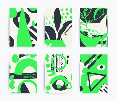 Simple decorative handmade backgrounds for design project, cover with isolated elements in clipping mask