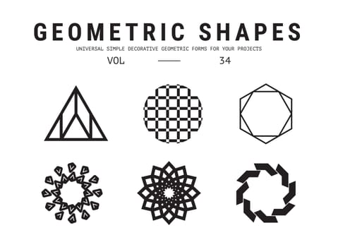 Geometric shapes set. Universal simple decorative forms for your projects. Minimal logo design