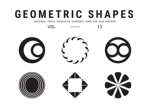 Geometric shapes set. Universal simple decorative forms for your projects. Minimal logo design