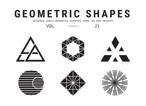 Geometric shapes set. Universal simple decorative forms for your projects. Minimal logo design