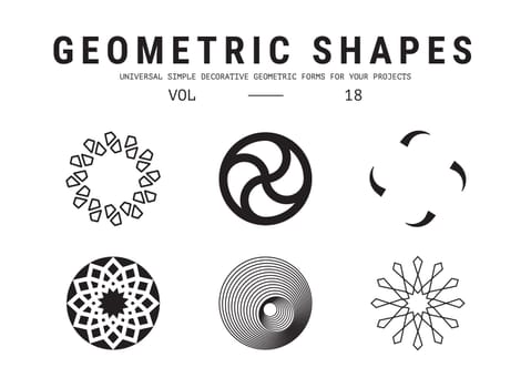 Geometric shapes set. Universal simple decorative forms for your projects. Minimal logo design