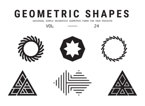 Geometric shapes set. Universal simple decorative forms for your projects. Minimal logo design