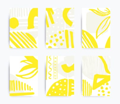 Simple decorative handmade backgrounds for design project, cover with isolated elements in clipping mask