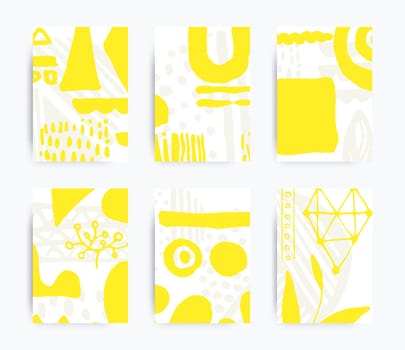 Simple decorative handmade backgrounds for design project, cover with isolated elements in clipping mask