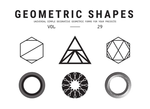 Geometric shapes set. Universal simple decorative forms for your projects. Minimal logo design