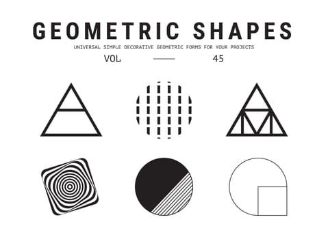 Geometric shapes set. Universal simple decorative forms for your projects. Minimal logo design