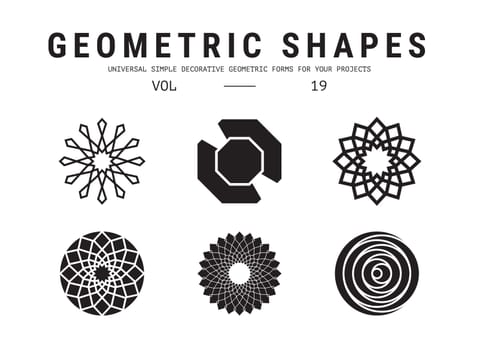 Geometric shapes set. Universal simple decorative forms for your projects. Minimal logo design