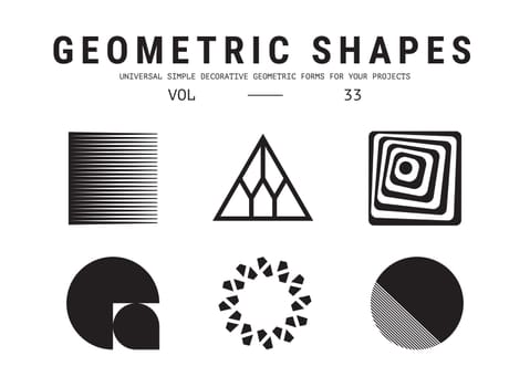 Geometric shapes set. Universal simple decorative forms for your projects. Minimal logo design