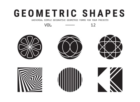 Geometric shapes set. Universal simple decorative forms for your projects. Minimal logo design