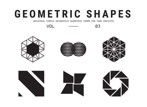Geometric shapes set. Universal simple decorative forms for your projects. Minimal logo design