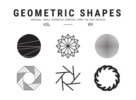 Geometric shapes set. Universal simple decorative forms for your projects. Minimal logo design