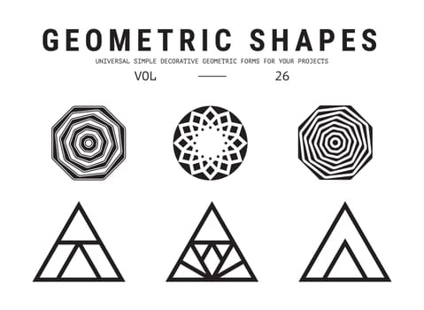 Geometric shapes set. Universal simple decorative forms for your projects. Minimal logo design