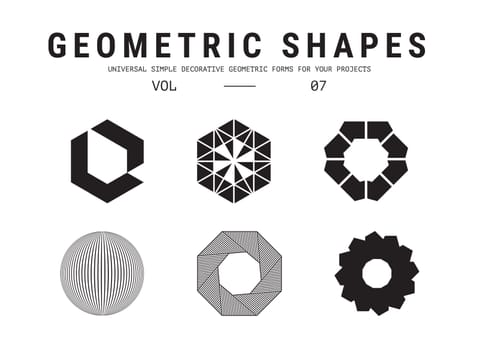 Geometric shapes set. Universal simple decorative forms for your projects. Minimal logo design
