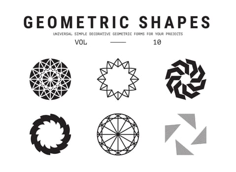 Geometric shapes set. Universal simple decorative forms for your projects. Minimal logo design