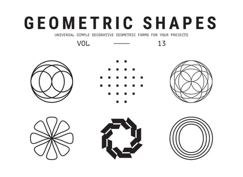 Geometric shapes set. Universal simple decorative forms for your projects. Minimal logo design